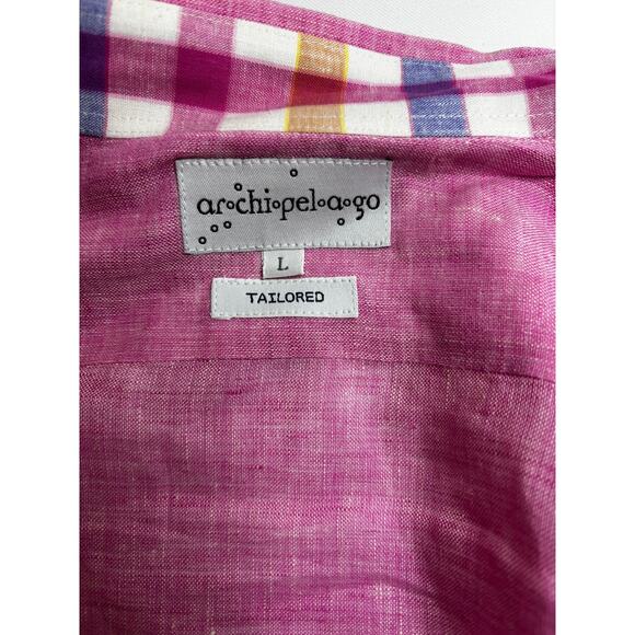 Archipalago Size Large Pink 100% Linen Shirt Long Sleeve Button Down Preppy - Picture 11 of 11